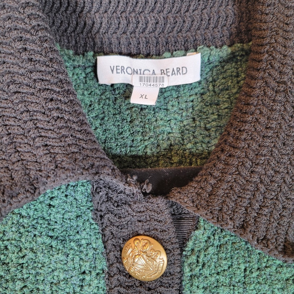 Veronica Beard Womens Marie Tweed Cardigan Top Size XL Green Lady Coat Old Money - Picture 5 of 9